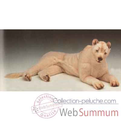 Peluche allongee lionne blanche 140 cm Piutre -2537