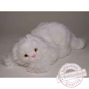 Peluche allongee chat persan blanc 35 cm Piutre -315