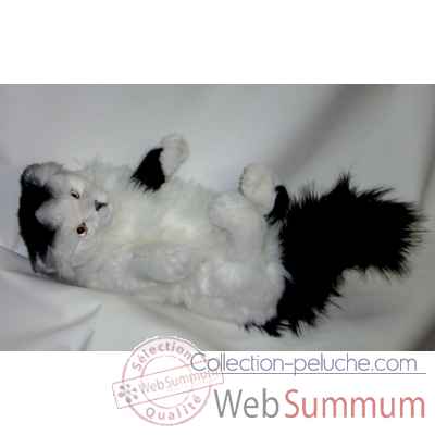 Peluche chat Turc de Van noir et blanc qui joue 45 cm Piutre -330