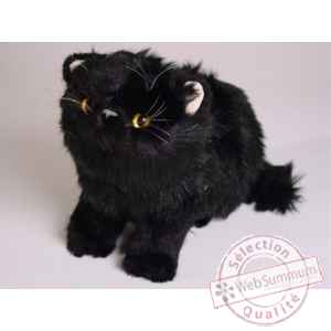 Peluche assise chat persan noir 25 cm Piutre -2399