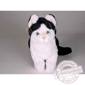 Peluche assise chat noir/blanc 25 cm Piutre -2345