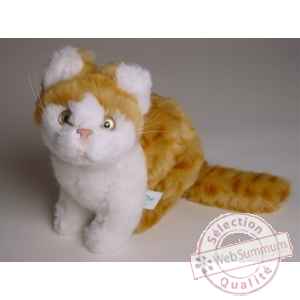 Peluche assise chat roux et blanc 23 cm Piutre -2342