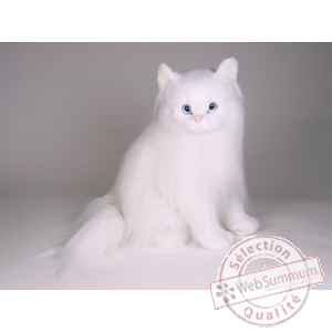 Peluche assise chat blanc angora 45 cm Piutre -2332