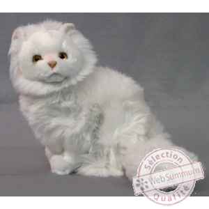 Peluche assise chat persan blanc 35 cm Piutre -314