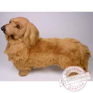 Peluche debout teckel dachshund, poils longs 60 cm Piutre -2251
