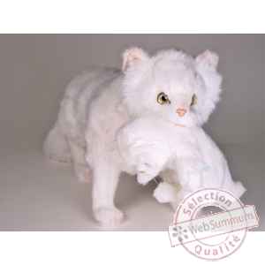 Peluche debout chat persan blanc 60 cm avec chaton Piutre -2385