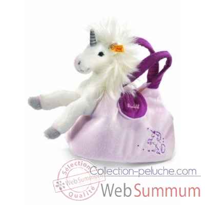 Peluche steiff licorne starly avec sac, blanc/rose -015052