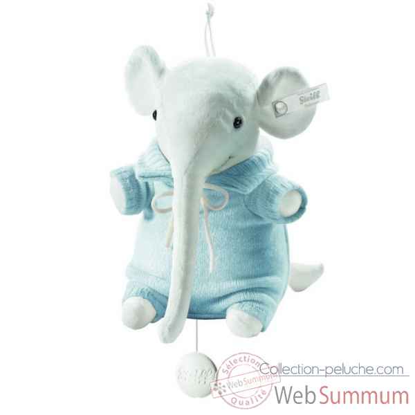 Peluche steiff selection elephant avec boite a musique, bleu -239373