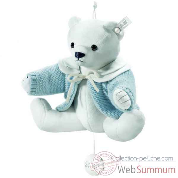 Peluche steiff selection ours teddy avec boite a musique, bleu -239335