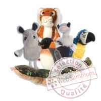 Marionnette  doigts lot de 6 animaux du zoo -PC002030 The Puppet Company