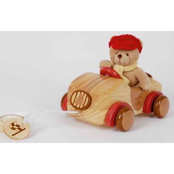 Petit ours et sa jolie voiture en bois -1405